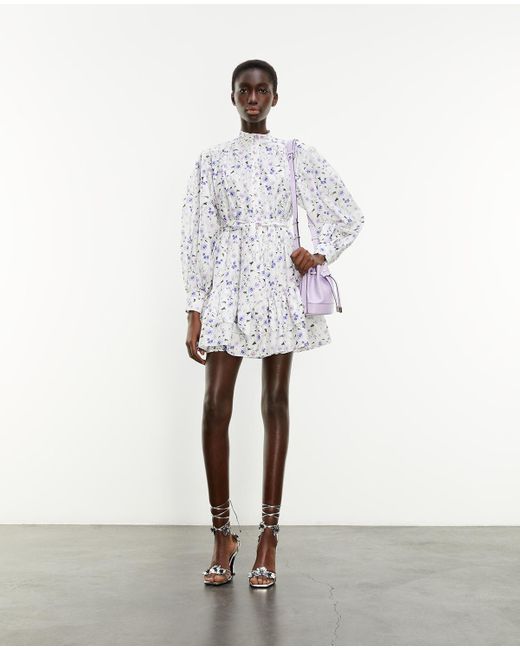 The Kooples Kurzes Kleid Bedruckt Lange Armel In Blau Lyst