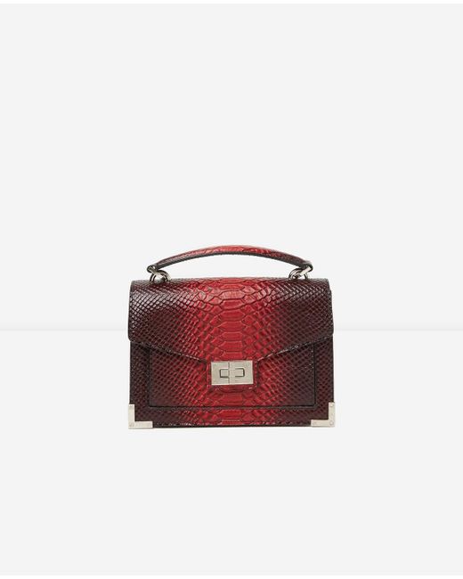 The Kooples Leather Sac Emily Mini Façon Python Rouge Et Noir in Red - Lyst