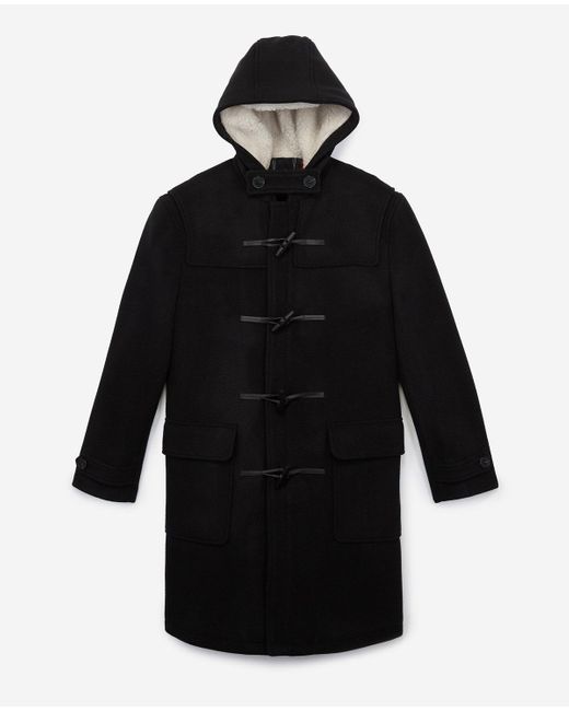 The Kooples Black Wool Duffle Coat for Men - Lyst