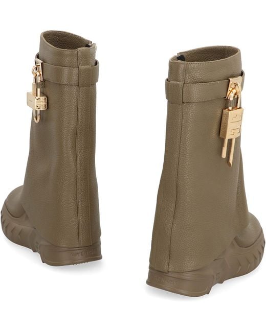 Givenchy Natural Shark Lock Biker Leather Ankle Boots