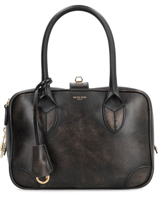 ハンドバッグ Golden  Deluxe Brand Vita Handbag In Vintage Leather Vita Bag in taupe leather with gold details