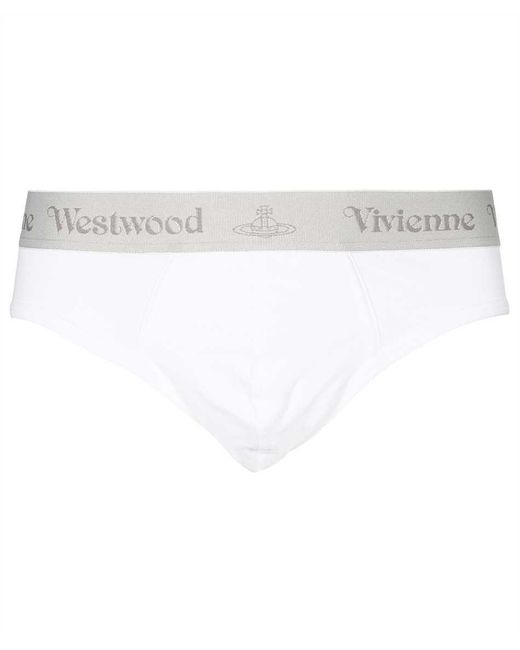 Vivienne Westwood White Set Of Two Cotton Briefs With Logoed Elastic Band
