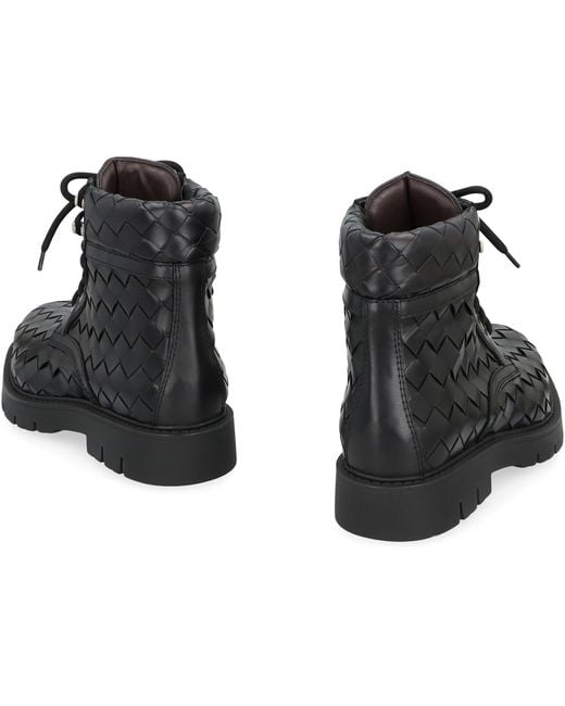 Bottega Veneta Black Lace-Up Ankle Boots Haddock