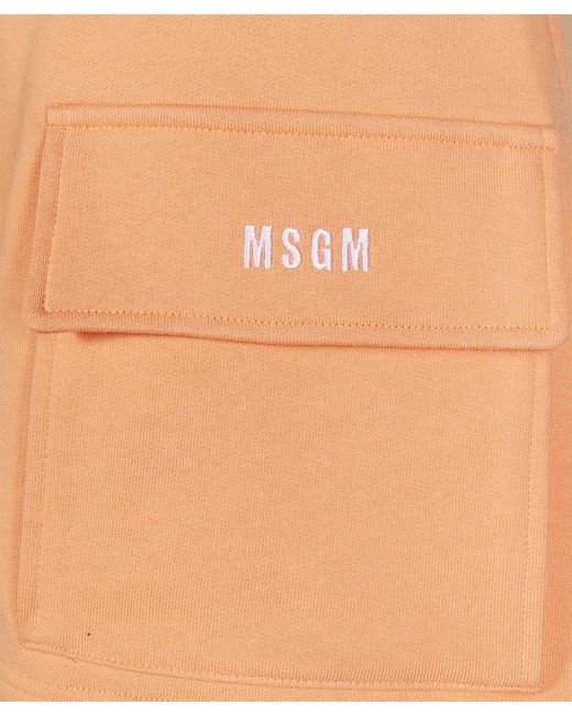 MSGM Orange Cotton Shorts