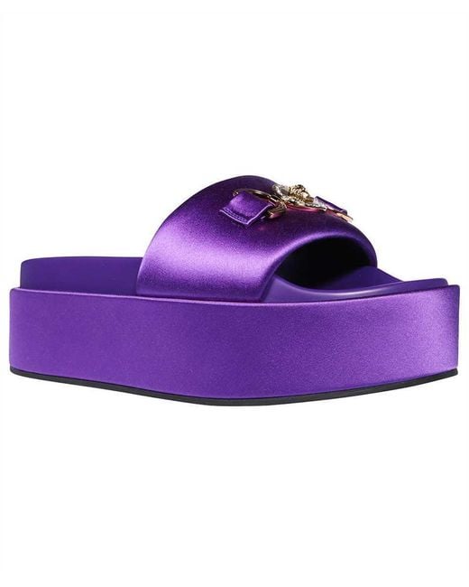 Versace Purple Slides With Logo