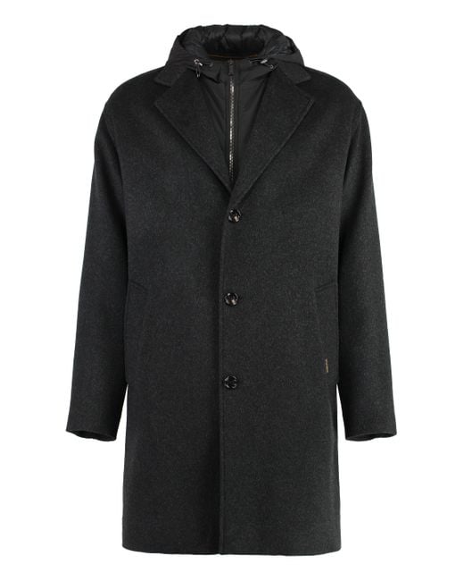 Moorer Black Pintori Wool And Cashmere Coat