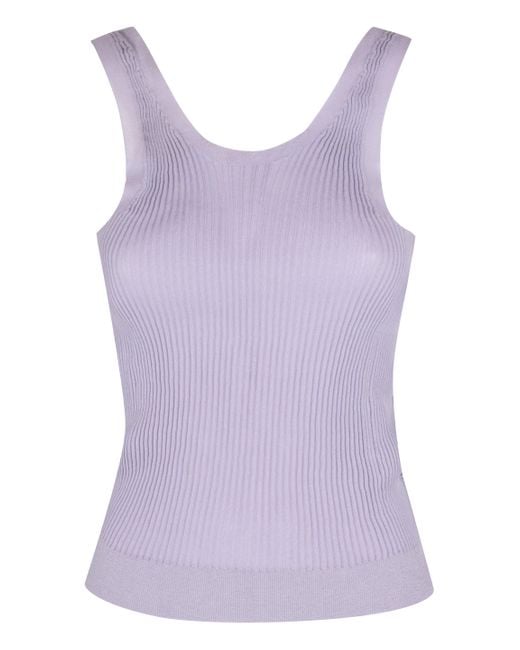 CECILIE BAHNSEN Purple Ribbed Knit Top