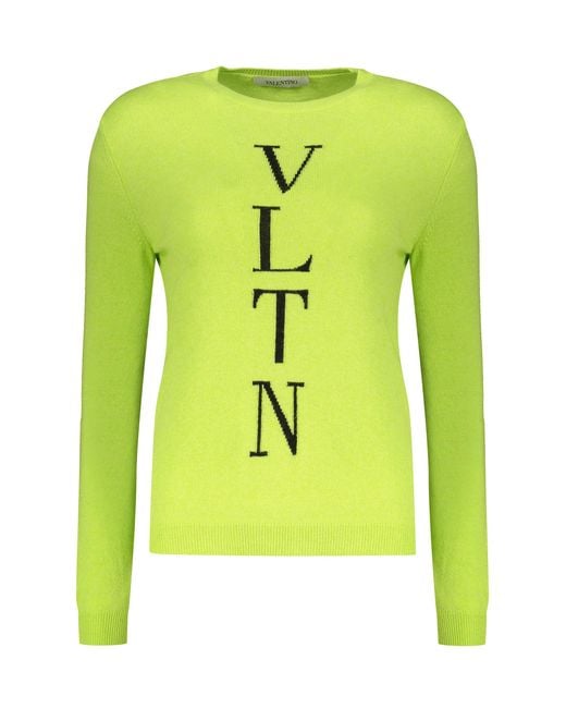 Valentino Garavani Green Long Sleeve Crew-Neck Sweater