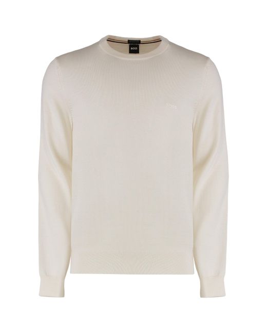 Boss Natural Virgin Wool Crew-Neck Sweater