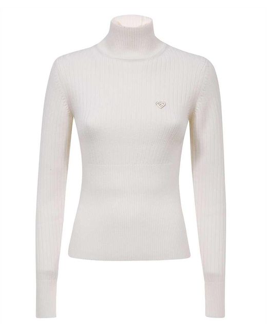Casablanca White Wool Turtleneck Sweater