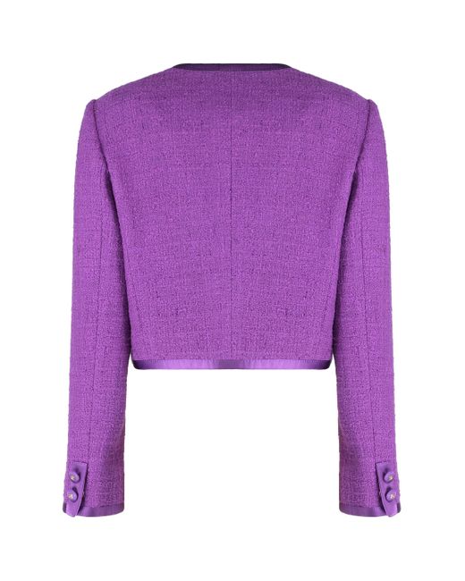 Dolce & Gabbana Purple Cotton And Silk-Blend Tweed Jacket