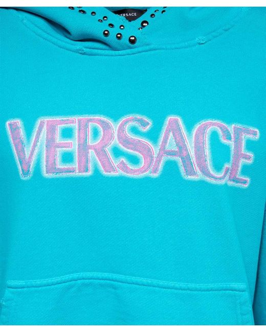 Versace Blue Cotton Hoodie