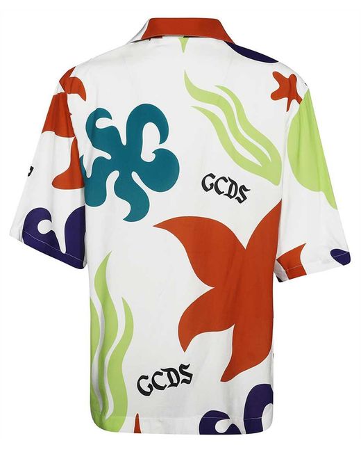 Gcds White Printed Viscose Shirt