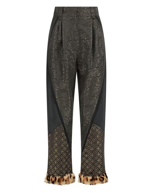 Etro Gray Silk Blend Trousers