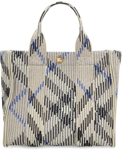 Burberry Blue Check Motif Mini Tote Bag