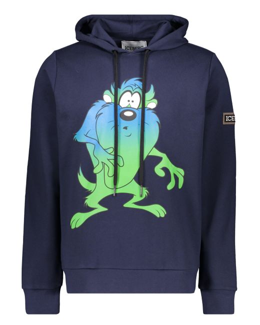 Iceberg Blue Printed Hoodie for men