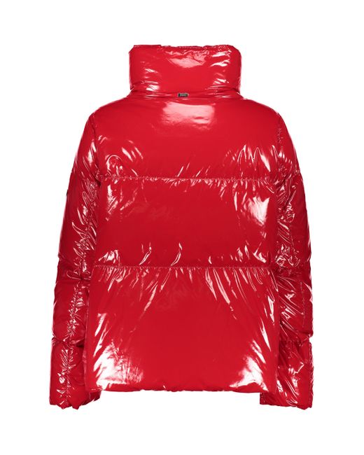 Herno Red Glossy Nylon Down Jacket