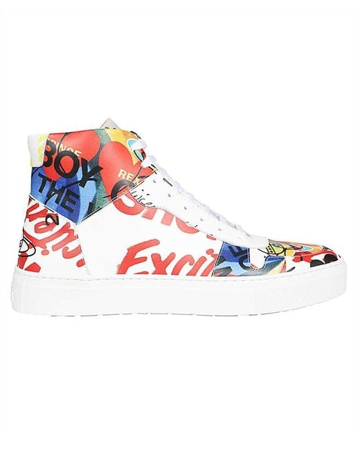 Vivienne Westwood Red Leather High-Top Sneakers