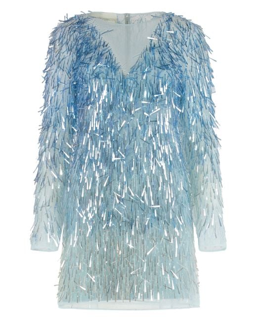 Alberta Ferretti Blue Sequin Mini-Dress