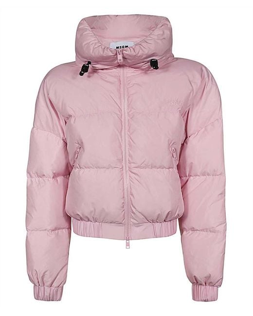 MSGM Pink Full Zip Down Jacket