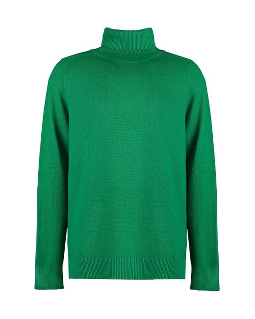Malo Green Cashmere Turtleneck Sweater for men