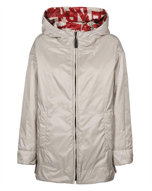 Max Mara Red Hooded Down Jacket