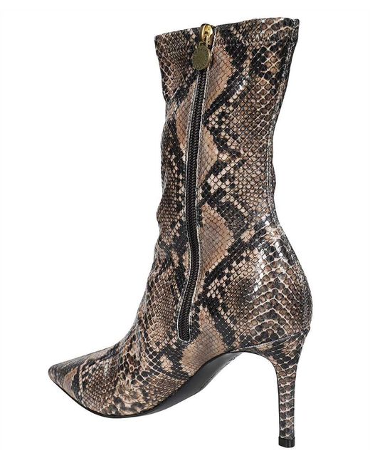 Stella McCartney Brown Snakeskin Print Heels Ankle Boots