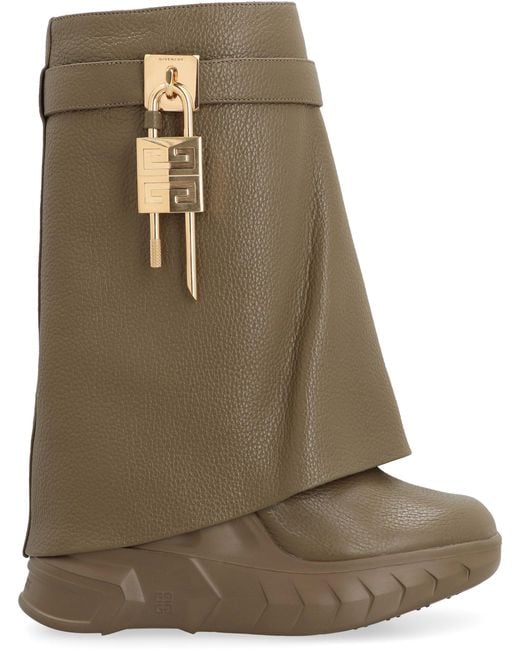 Givenchy Natural Shark Lock Biker Leather Ankle Boots