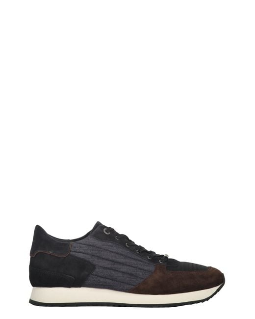 Moorer Black Suede And Fabric Sneakers