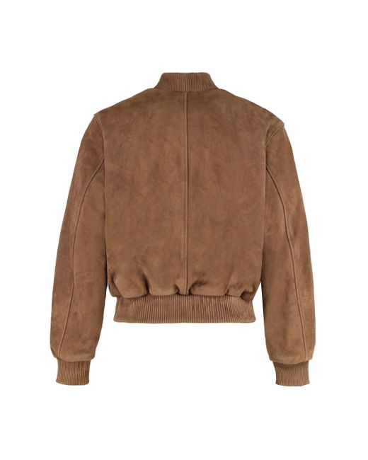AMI Brown Suede Bomber Jacket