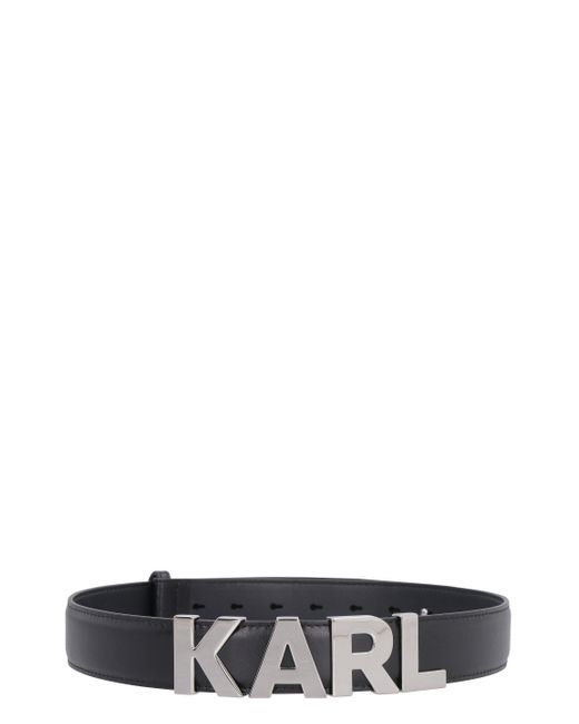 Karl Lagerfeld Leather Belt With Logo in Black | Lyst