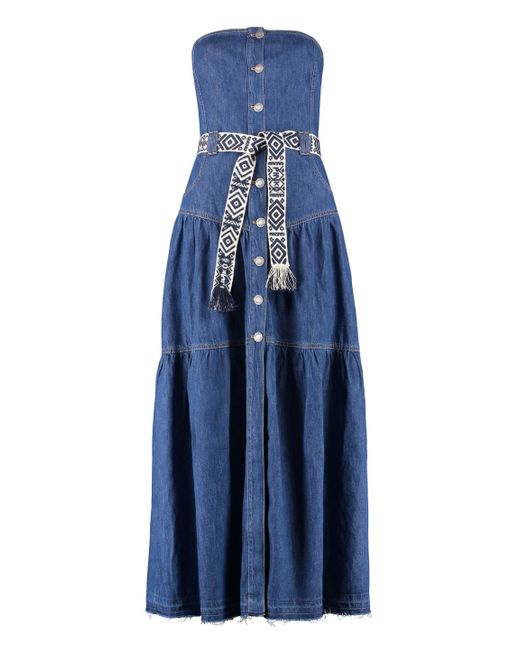Pinko Energica Denim Dress in Blue 