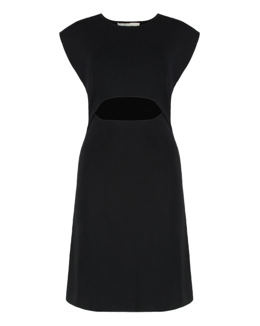 Yves Salomon Black Ribbed Knit Dress