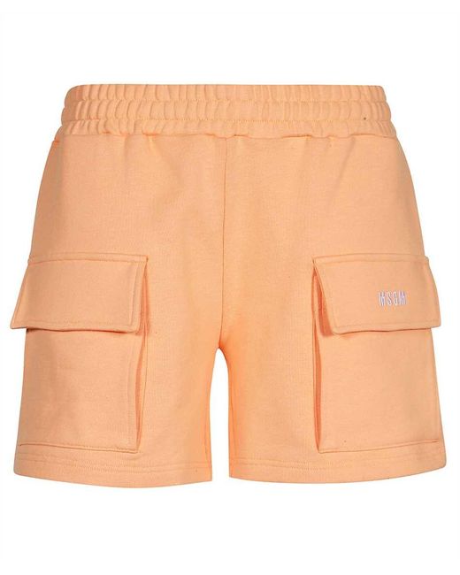 MSGM Orange Cotton Shorts