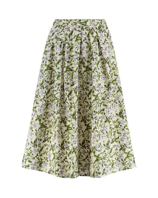 Weekend by Maxmara Green Orme Cotton Midi Skirt