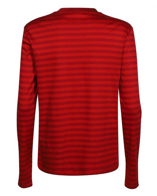 Max Mara Red Rabbit-Detail Striped T-Shirt