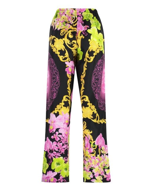 Versace Multicolor Printed Silk Pajama Pants