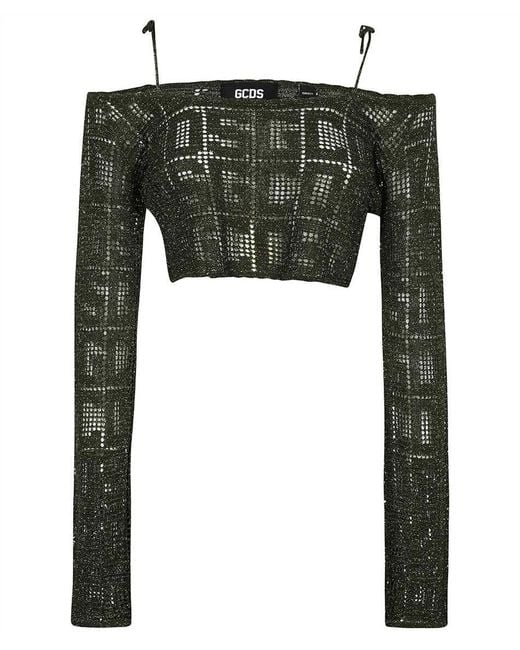 Gcds Green Knitted Crop Top