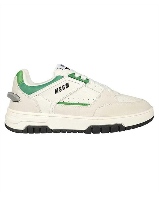 MSGM White Leather Low-Top Sneakers