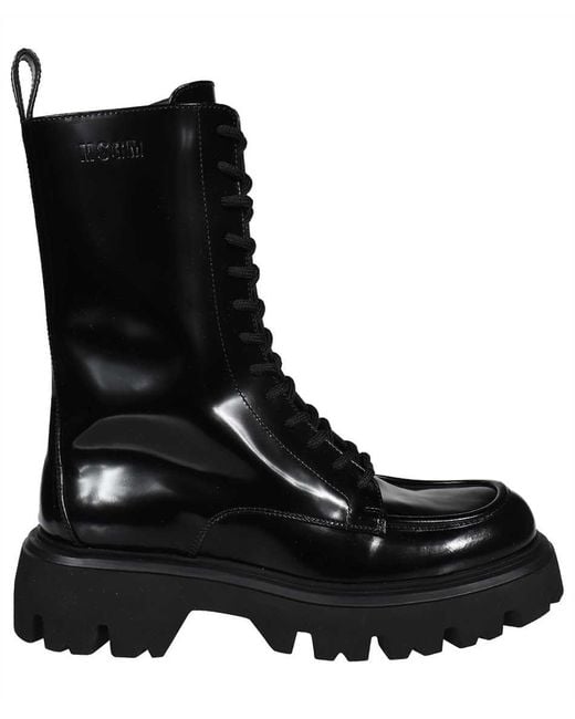 MSGM Black Leather Boots