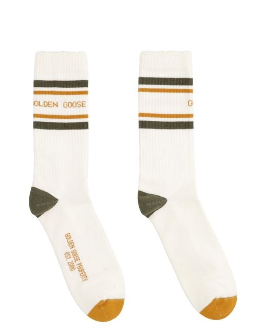 Golden Goose Deluxe Brand White Logo Cotton Blend Socks for men