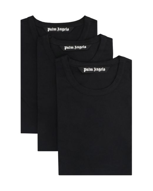 Palm Angels Black Set Of Three Crew Neck T-Shirts