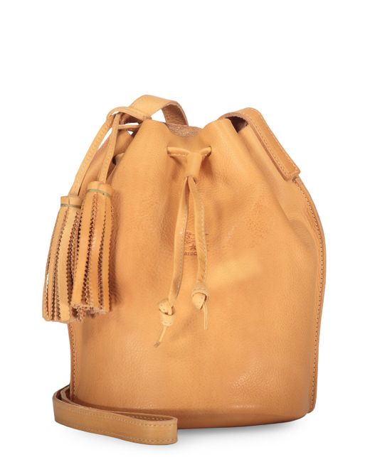 Il Bisonte Metallic Leather Bucket Bag