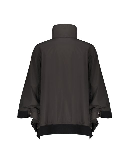 Moorer Black Techno Fabric Cape-Coat