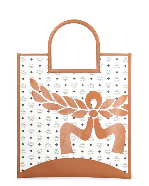 MCM White X-Large Aren Tote Handbag