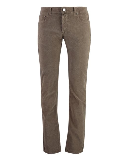Moorer Gray Pilon Corduroy Trousers for men