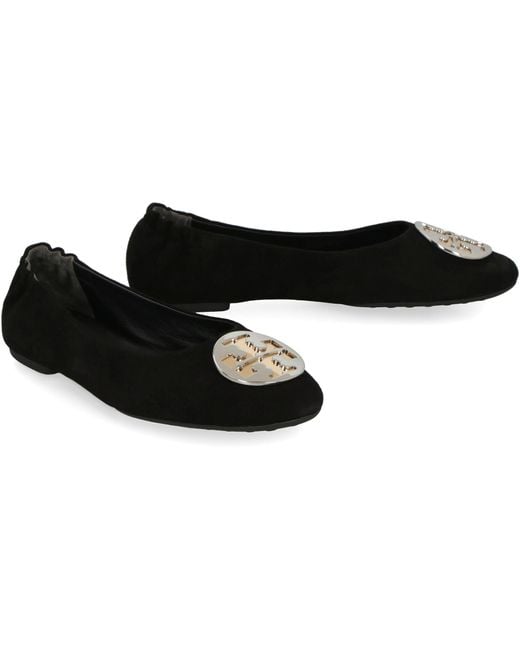 Tory Burch Black Claire Suede Ballet Flats