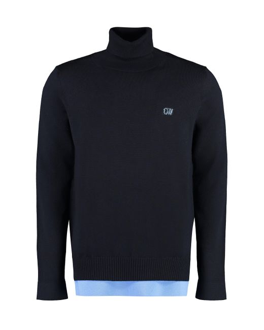Off-White c/o Virgil Abloh Blue Classic Wool Turtleneck Sweater For for men