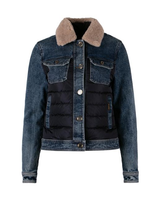 Moorer Blue Petunia Padded Denim Jacket