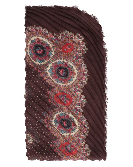 Etro Brown Wool Jacquard Scarf